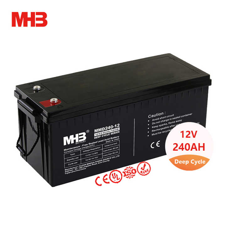MHB MMD240-12 UPS AGM VRLA 12V 240Ah Solar Lead Acid Deep Cycle Battery for Alarm System Security UPS Energy Storage