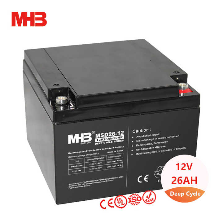 Mhb MSD26-12 Solar VRLA Energy Storage 12 Volt AGM 26Ah Lead Acid Deep Cycle Battery for Backup Power Systems MHB