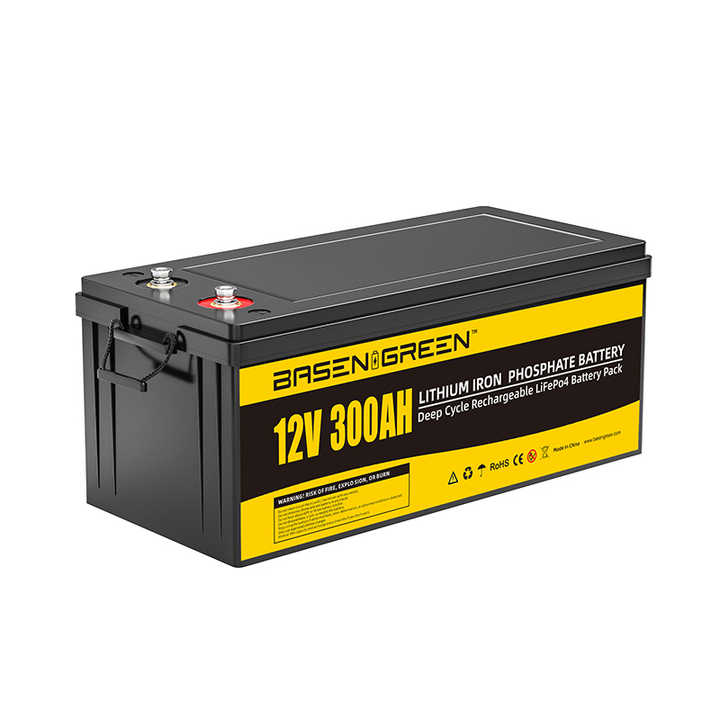 LiFePO4 Battery 12V 300Ah Long Cycle Life for RV Marine Solar Power Systems BASEN