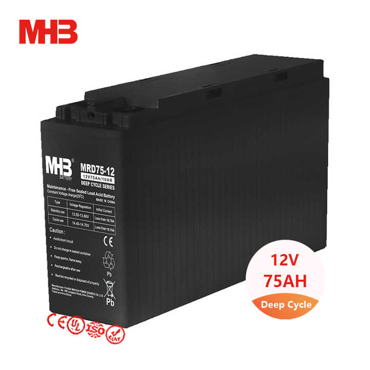 Mhb MRD75-12 Maintenance-Free AGM 12V 75Ah Solar Deep Cycle Battery for Energy Storage Systems