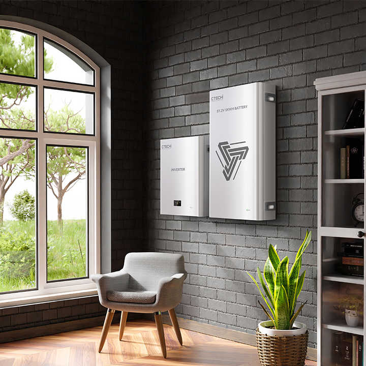 48V 50Ah 51.2V 100Ah 200Ah 2.5kWh 5kWh 10kWh Power LiFePO4 Wall-Mounted Solar Lithium Battery for Home Energy Storage System CTECHi