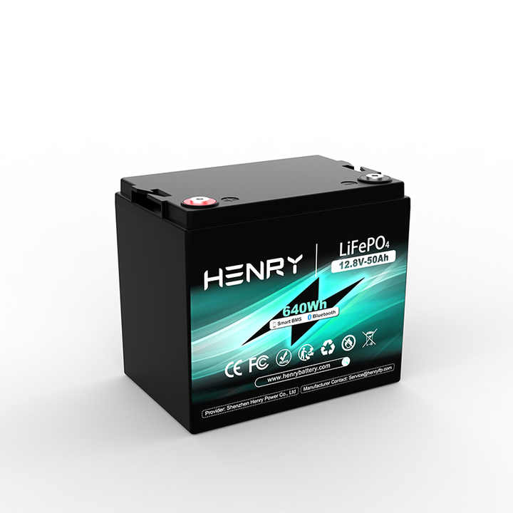 LiFePO4 Lithium Battery Pack 12.8V 50Ah Smart BMS Long Cycle Life for Solar Energy Storage Electric Vehicles HENRY