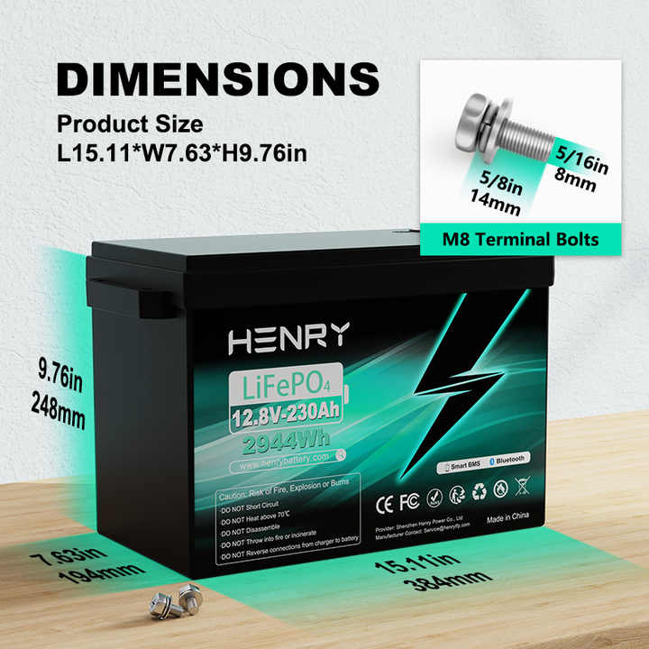 Solar LiFePO4 Battery Pack 12V 12.8V 230Ah for Energy Storage Systems 10kWh 5kWh Home Power Solutions HENRY