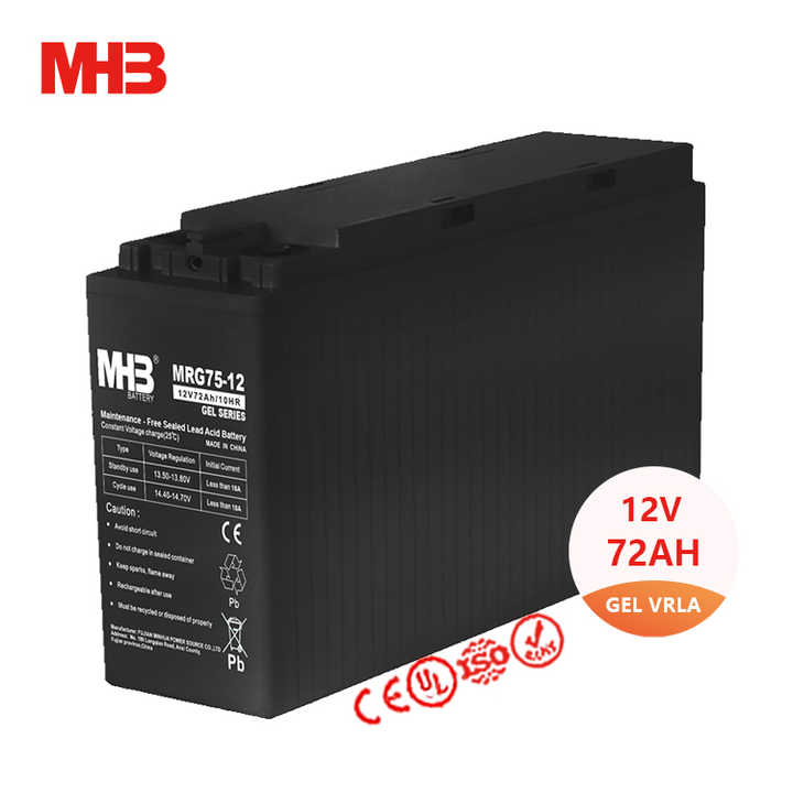 MHB MRG75-12 AGM VRLA Accumulator High Temp Front Terminal 12V 72Ah 10hr Gel Battery for Solar Energy Storage Data Center Power Supply