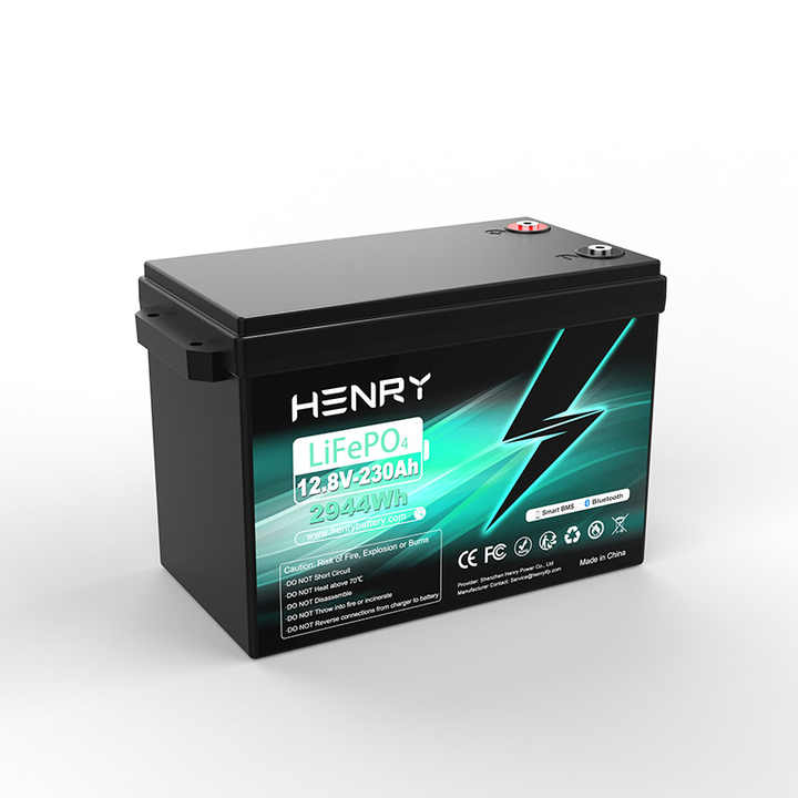 Deep Cycle Rechargeable Lithium LiFePO4 Battery 12V 230Ah High Capacity Long Life Cycle for Solar Energy Storage Golf Cart Electric Vehicles HENRY