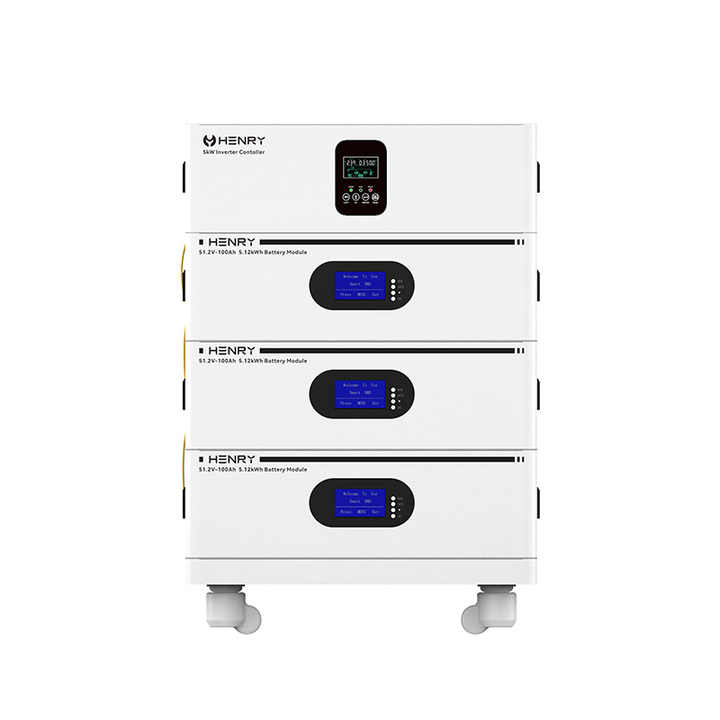 EU Stock Stackable Lithium Battery 51V 48V 100Ah 200Ah 300Ah 400Ah 5kWh 10kWh 15kWh 20kWh Solar Energy Storage System with Inverter All-in-One ESS HENRY