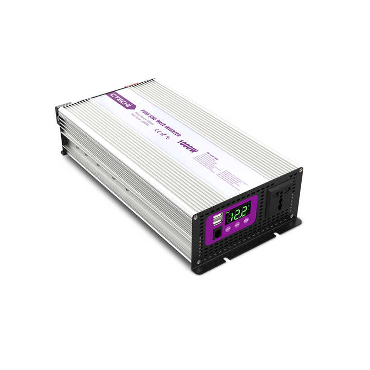 12V Input Voltage 220V Out Voltage 1000W Pure Sine Wave Solar Power Inverter Low Frequency DC/AC Converter for Home Appliances Overcharge Protection CTECHi