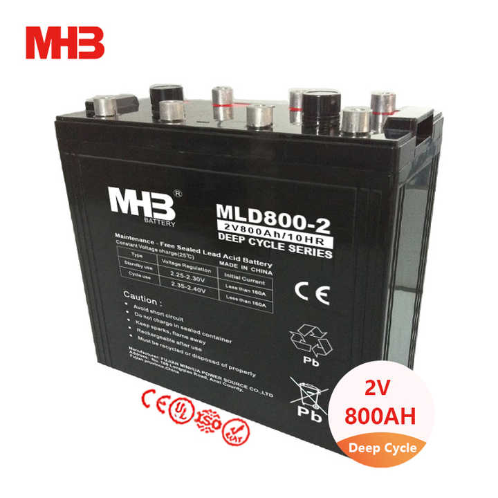 MHB MLD800-2 Deep Cycle GFM VRLA Lead Acid Battery 2V 800Ah Sealed AGM for Energy Storage UPS and Renewable Power Systems