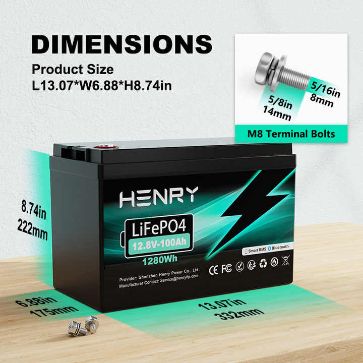 12.8V 100Ah Battery with BMS 12.8V Li-Ion Battery Pack Intelligent Deep Cycle Li-Ion Battery for Solar Energy Storage Systems, Electric Bicycles, and Power Tools HENRY