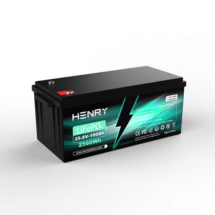 Factory Sale 25.6V 100Ah Lithium Battery Pack Deep Cycle LiFePO4 Rechargeable for Solar Storage Golf Carts Electric Vehicles HENRY