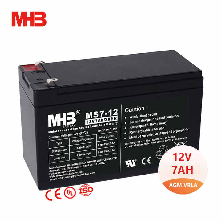 12V 7Ah AGM VRLA Rechargeable Lead Acid Battery for Fire Alarm Security Systems UPS MHB