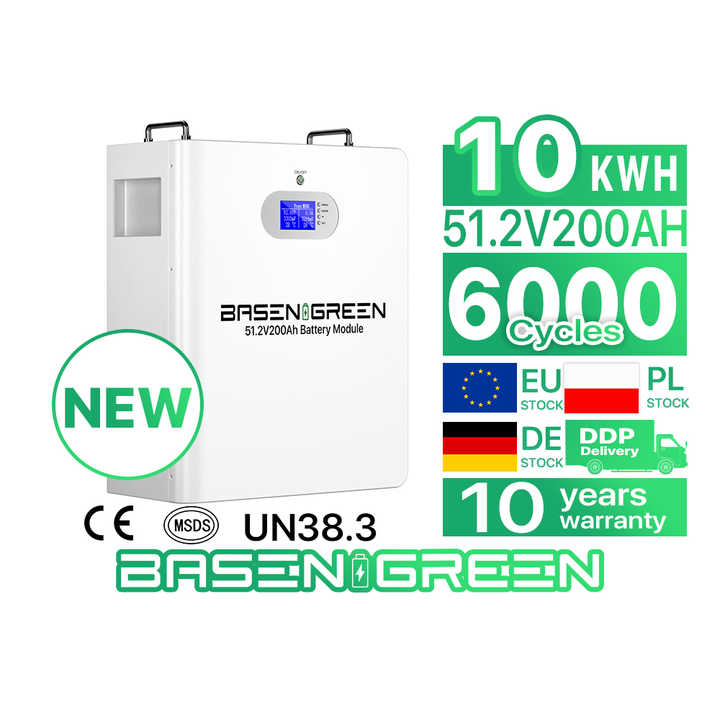 EU Stock Basengreen 48V 200Ah 51.2V 230Ah Lithium LiFePO4 Solar Battery Pack for 10kW Home Energy Storage Systems BASEN
