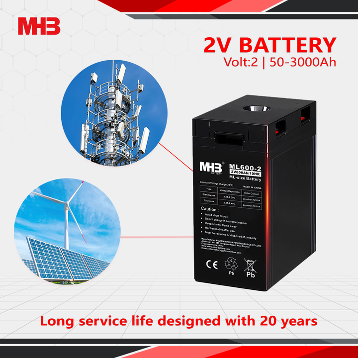 MHB MLD800-2 Deep Cycle GFM VRLA Lead Acid Battery 2V 800Ah Sealed AGM for Energy Storage UPS and Renewable Power Systems