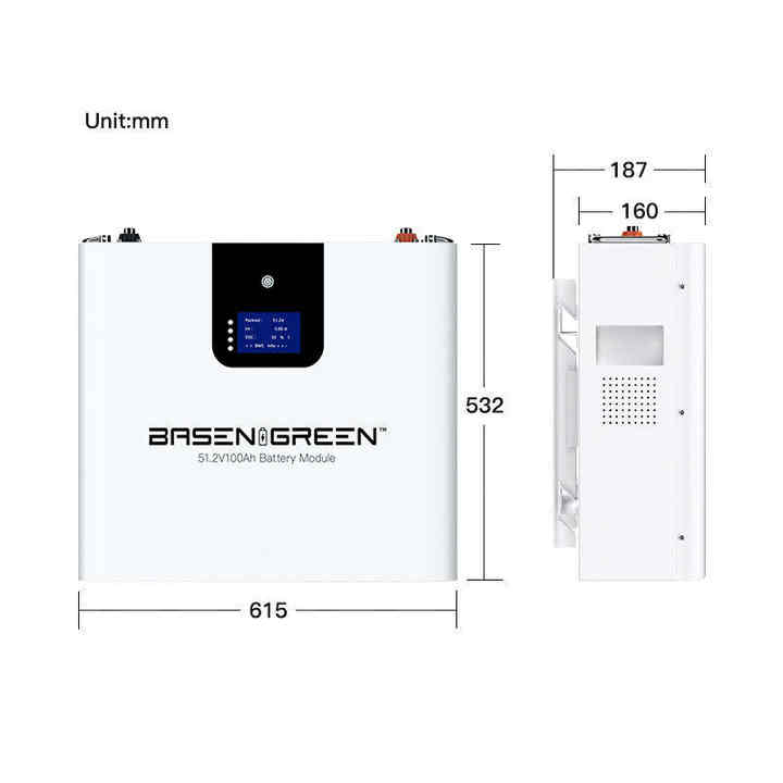 LiFePO4 Battery Pack 48V 100Ah Wall-Mounted Solar Energy Storage System BASEN