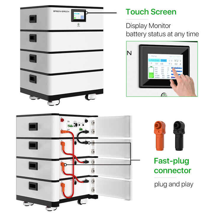 High Voltage LiFePO4 Battery Storage System 40kWh 60kWh 80kWh Off-Grid Hybrid Grid Energy Storage for Residential and Commercial Use BASENGREEN
