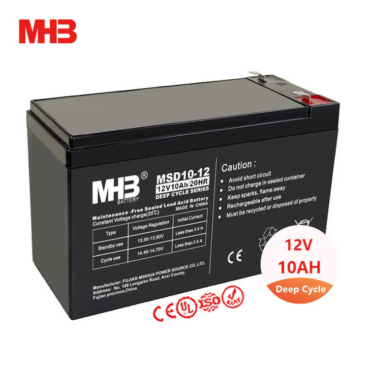 12V 10Ah Sealed AGM Deep Cycle Battery for Solar Energy Storage UPS Systems MHB