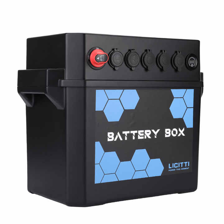 Marine RV Empty Solar LiFePO4 12V Lithium Battery Storage Box DIY Kit IP55 Waterproof ABS+PC Enclosure for Boat Trailer Camper Battery Box System LICITTI