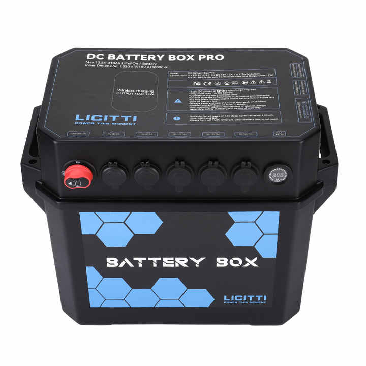 Marine RV Empty Solar LiFePO4 12V Lithium Battery Storage Box DIY Kit IP55 Waterproof ABS+PC Enclosure for Boat Trailer Camper Battery Box System LICITTI
