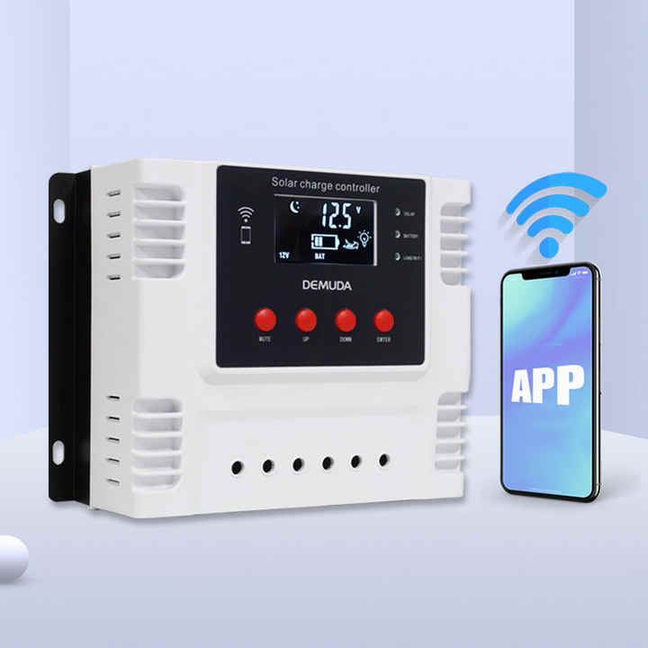 PWM Solar Controller 10A-60A 12V 24V 48V Auto Detection for Solar Lighting Systems with WiFi Display elege