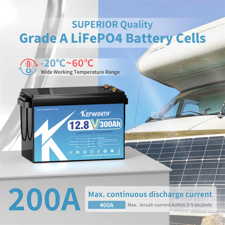 12V 300AH Lifepo4 Battery 3840WH High-Capacity Deep Cycle Battery for RVs Campers Golf Carts Solar Energy Storage Systems Kepworth