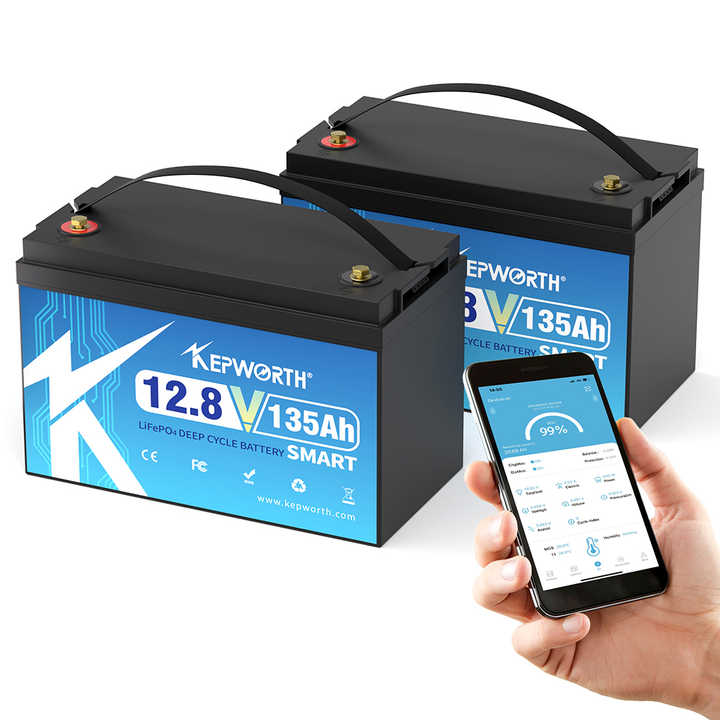 12V 135Ah Lithium Iron Phosphate Battery LiFePO4 Rechargeable for Solar Home RV Boat Energy Storage Kepworth