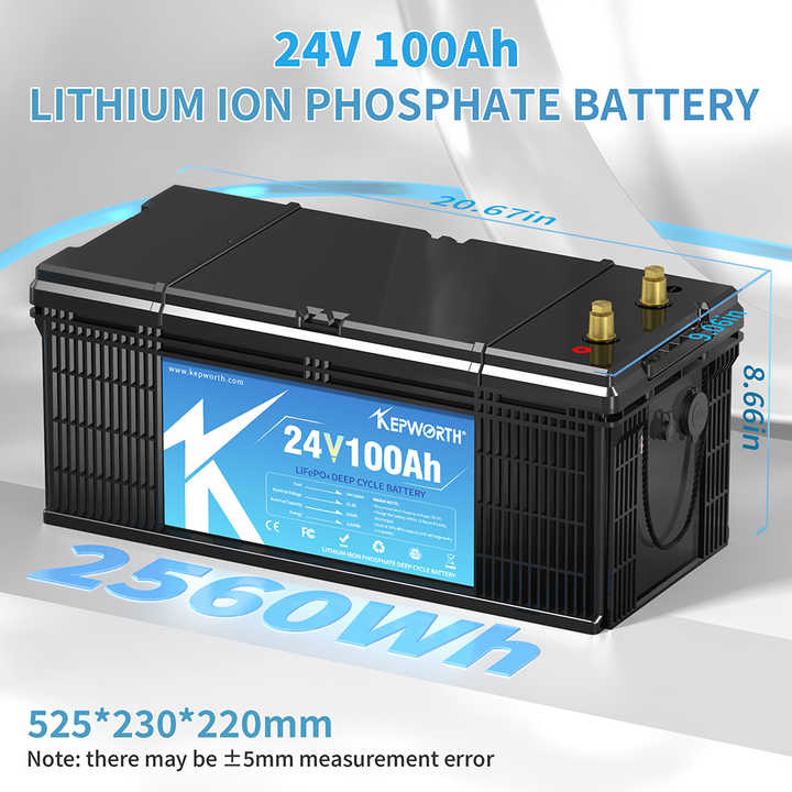 Kepworth 24V 100Ah Lithium Marine Battery with 100A BMS 25.6V LiFePO4 Battery for Boats Solar Energy Storage Systems