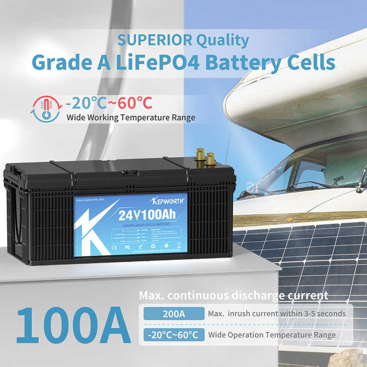 24V 100Ah LiFePO4 Battery Pack 2560Wh High-Capacity Energy Storage System for Solar Power Backup Kepworth