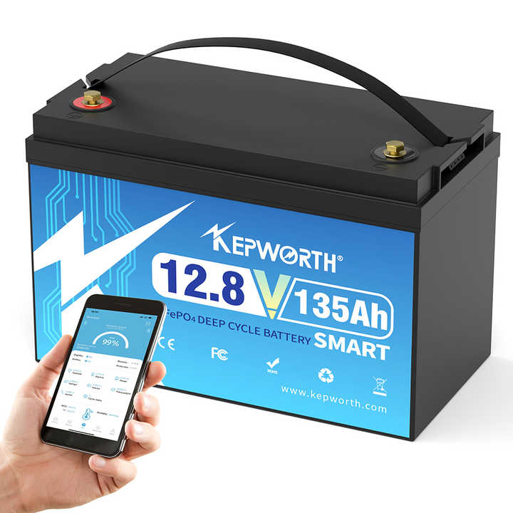 12V 135Ah Lithium Iron Phosphate Battery LiFePO4 Rechargeable for Solar Home RV Boat Energy Storage Kepworth