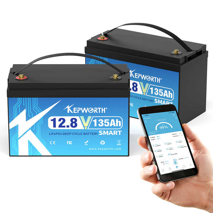 12V 135Ah Lithium Iron Phosphate Battery LiFePO4 Rechargeable for Solar Home RV Boat Energy Storage Kepworth