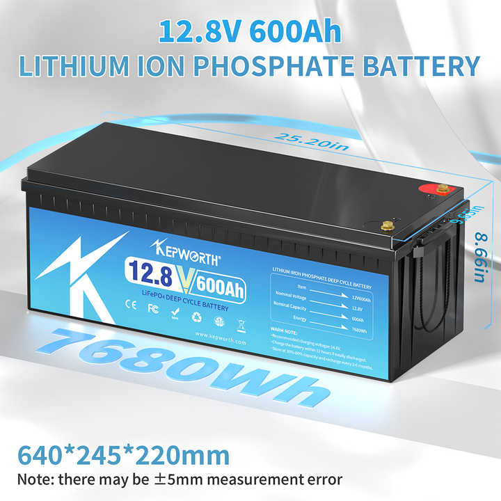 12V 600Ah LiFePO4 Battery Pack Deep Cycle Golf Cart Solar Energy Storage System Kepworth