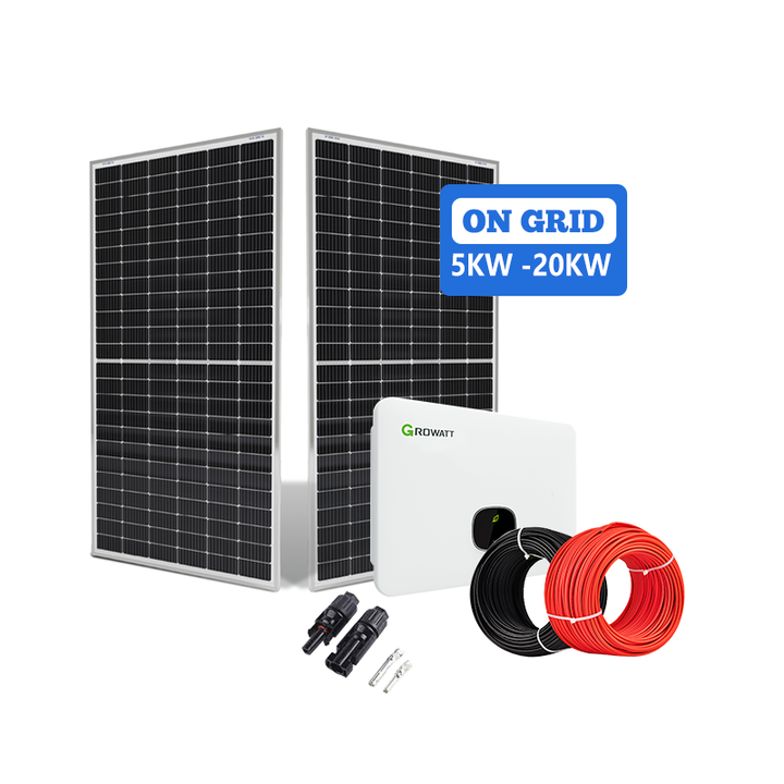 5KW 6KW 8KW 10KW 12KW 20KW 50KW 100KW On Grid Solar Energy System Monocrystalline Silicon Panels Pure Sine Wave Inverter Home Application