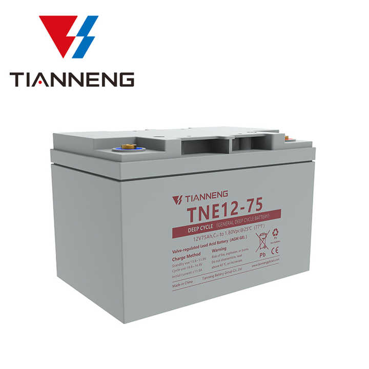Lead Acid Battery 12V 75Ah Deep Cycle Sealed AGM for Electric Vehicles and Renewable Energy Systems Tianneng