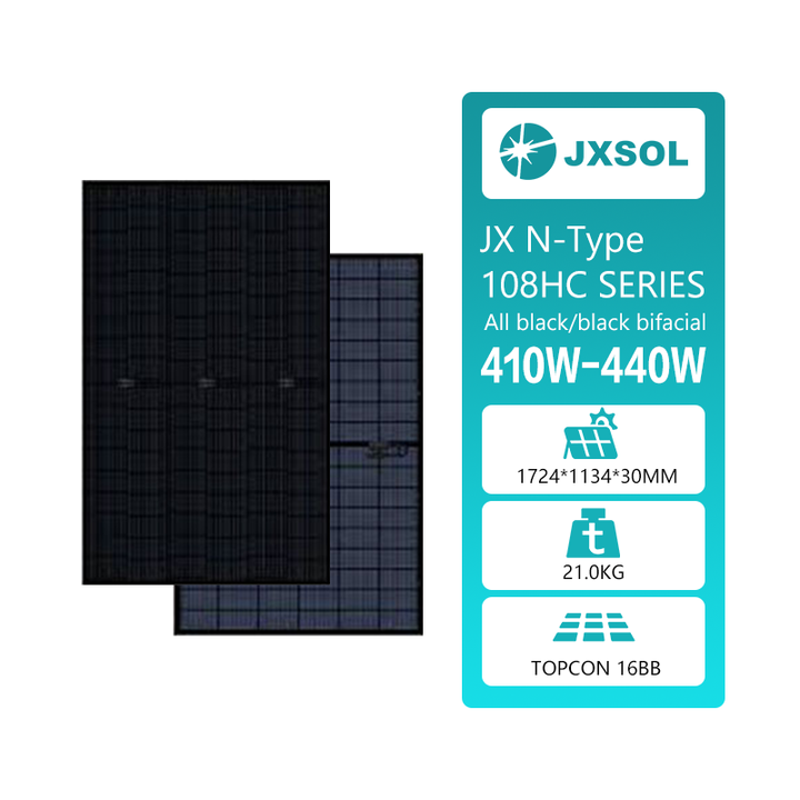 JXSOL N-Type Solar Panels Bifacial 410W-450W High Efficiency Solar Power System for Commercial and Residential Applications JXSOL