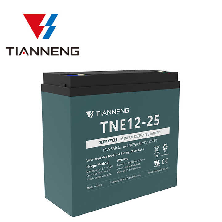 Tianneng TNE 12-25 General Purpose Deep Cycle Lead Acid Battery 12V 25Ah for Electric Bicycles Scooters Power Tools Energy Storage Systems