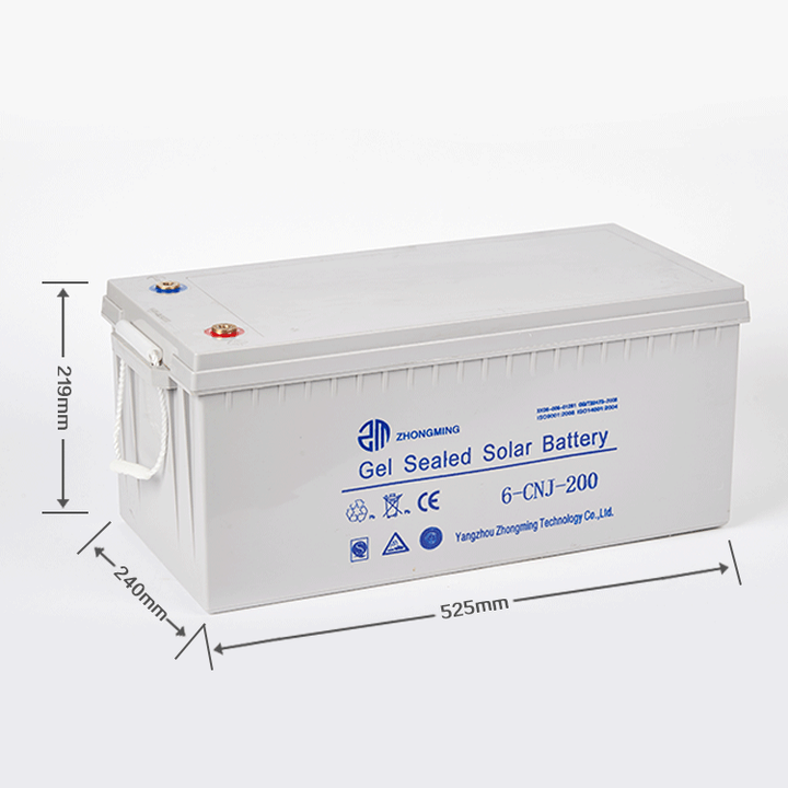 ZM 12V 200Ah Solar Gel Battery 6-CNJ-200 Sealed Type Deep Cycle AGM Energy Storage System with Copper Terminal for Renewable Energy Storage ZM SOLAR