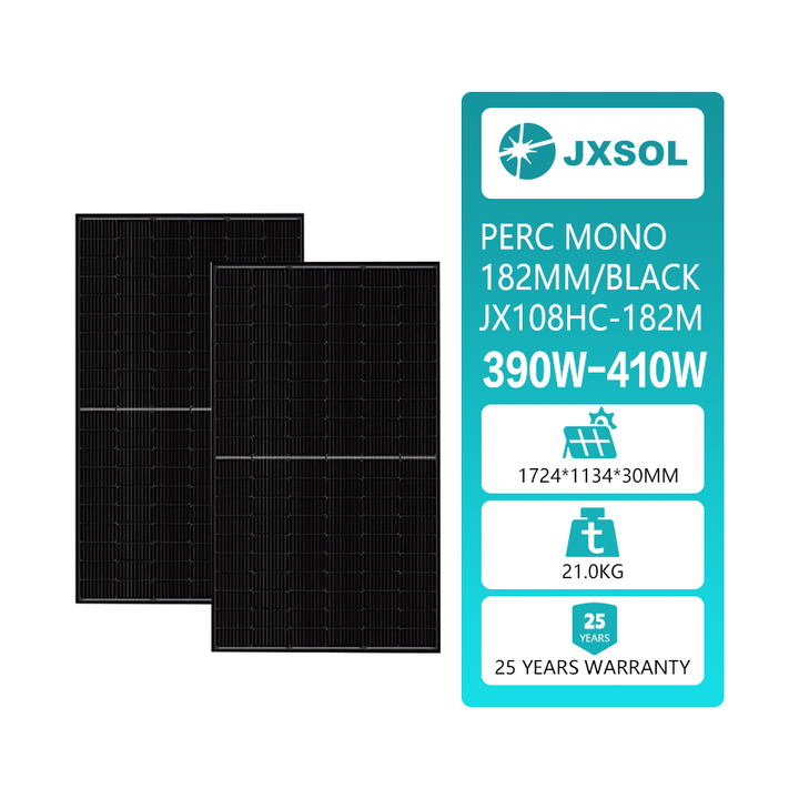 Black Frame Solar Panel 390W-410W High-Efficiency Monocrystalline Silicon PV Module for Residential Roof Solar Power Systems JXSOL