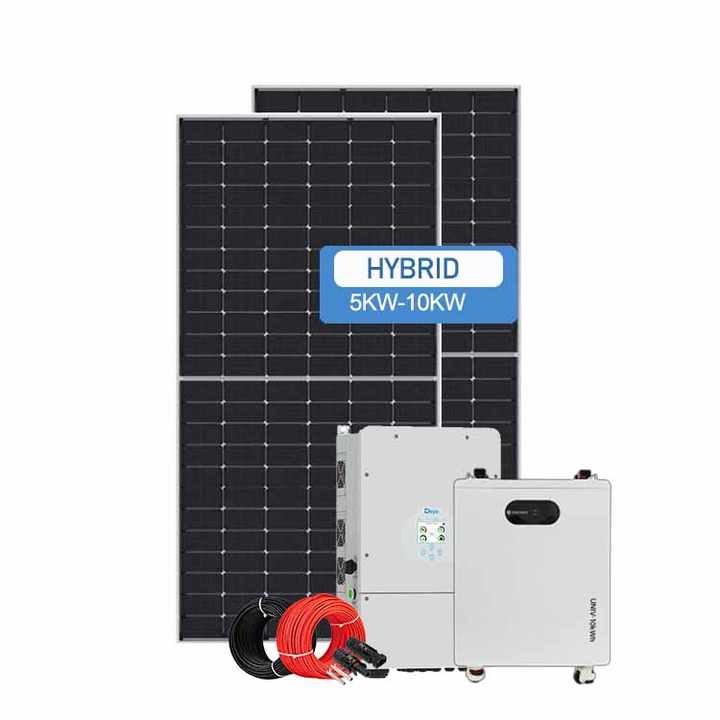 5kW 10kW Hybrid Solar Power System Monocrystalline Silicon Roof Mounting for Home Application