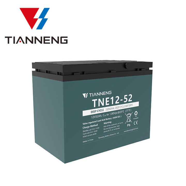Tianneng TNE 12-52 Electric Rechargeable Deep Cycle 12V 52Ah Motive Lead Acid Battery for Golf Carts Electric Scooters and Solar Power Systems