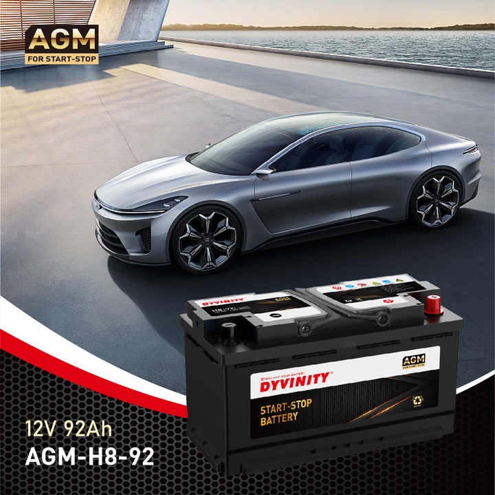 12V 92Ah AGM Auto Battery Start & Stop Car Battery for Japanese Cars MF Lead Acid 6-QTF-92 DYVINITY