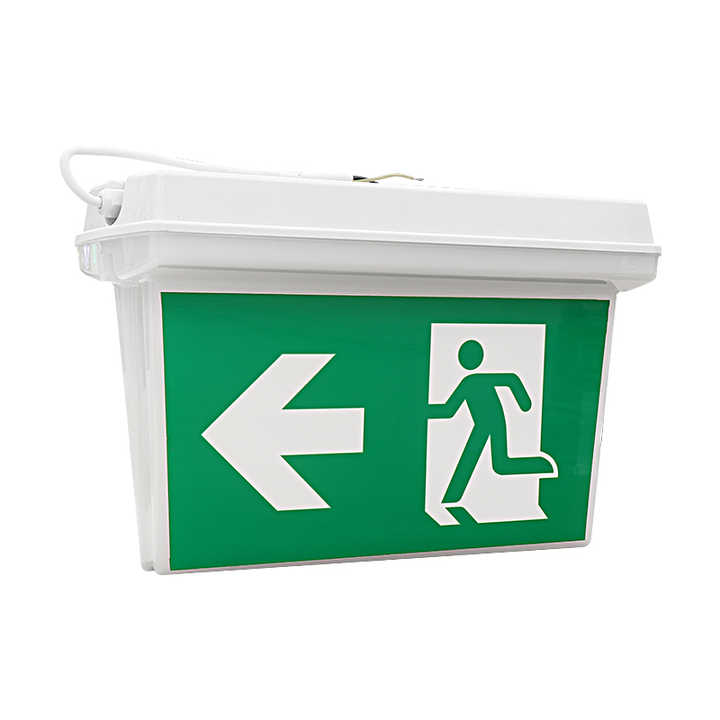 3W LED Emergency Exit Sign Light IP65 Rechargeable 3.7V Lithium Battery for Commercial Building ABS Housing FAT