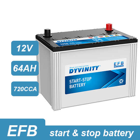 EFB Auto Car Battery 12V 64Ah 6-QTP-64 Start-Stop Engine Battery Rechargeable Sealed for Automotive Use DYVINTY