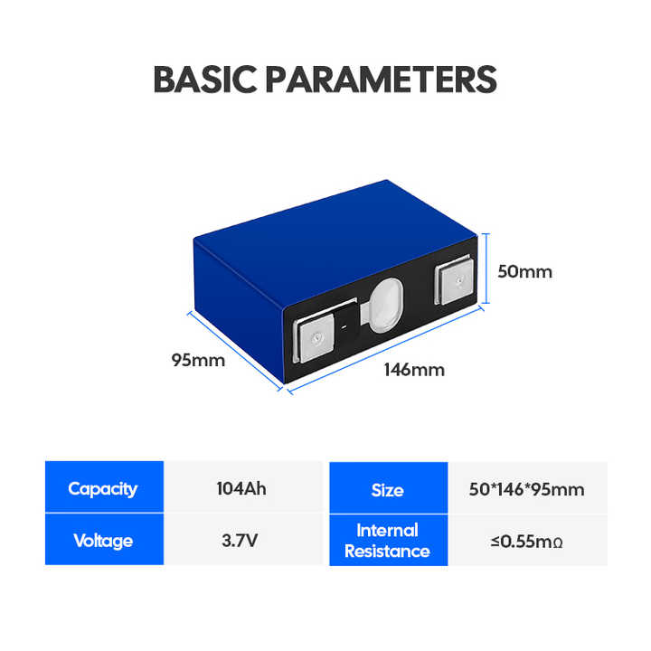3.7V 104Ah LFP Prismatic Cell LiFePO4 Battery High-Cycle Life for Solar Energy Storage and Electric Power Systems Wintonic