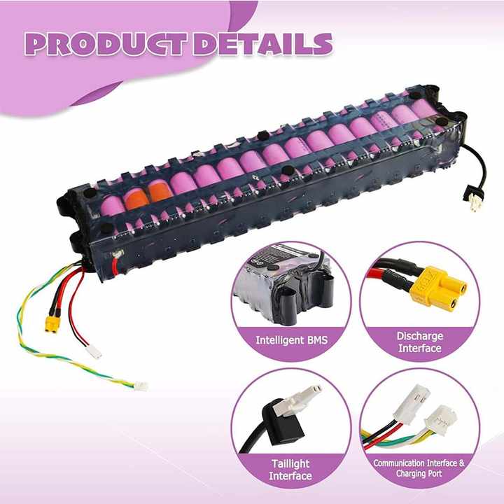 36V 7800mAh Quick Charging Lithium Battery Pack for Electric Scooters NMC 10S3P 33.5*6.8*4.2cm
