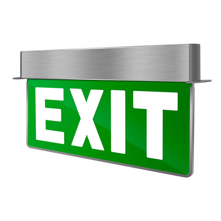 Recessed LED Emergency Exit Sign Light 3.6V Ni-Cd Battery 4W Fire Safety AC85V-265V Aluminum+Acrylic