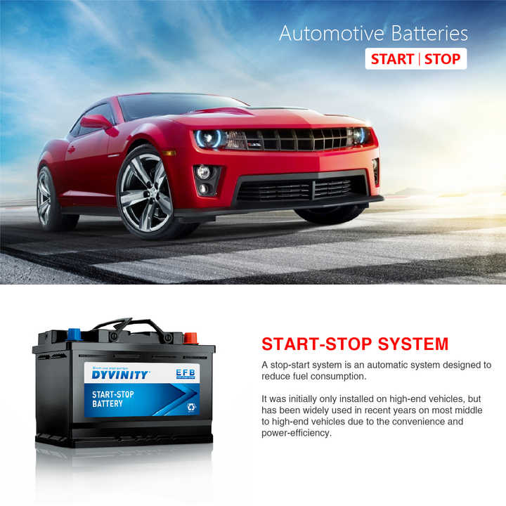 EFB Auto Car Battery 12V 64Ah 6-QTP-64 Start-Stop Engine Battery Rechargeable Sealed for Automotive Use DYVINTY