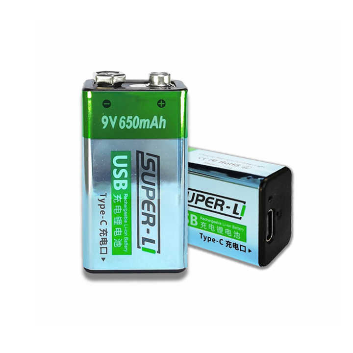 9V Li-ion Battery 650mAh Rechargeable 6LR61 6F22 for Digital Devices and Smart Electronics Kenstar