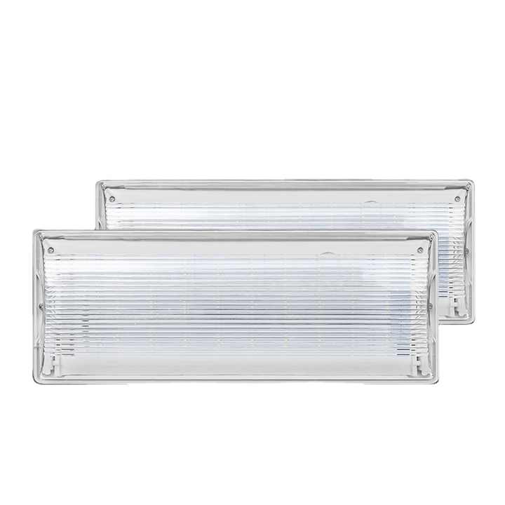 LED Emergency Light 3-Hour Backup Wall Mounted Bulkhead Light Cold White Exit Sign Surface Mounted Emergency Lighting for Outdoor Use FAT