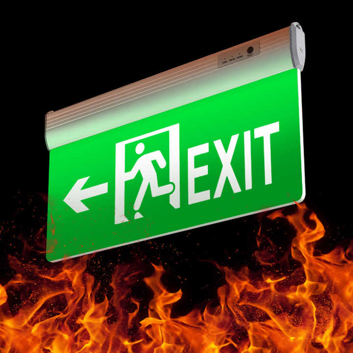 High Quality Rechargeable LED Emergency Exit Light with Self-check Function Multiple Installation Methods Aluminum and Acrylic Emergency Outdoor Use FAT