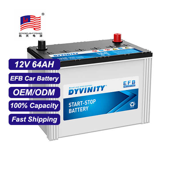 EFB Auto Car Battery 12V 64Ah 6-QTP-64 Start-Stop Engine Battery Rechargeable Sealed for Automotive Use DYVINTY