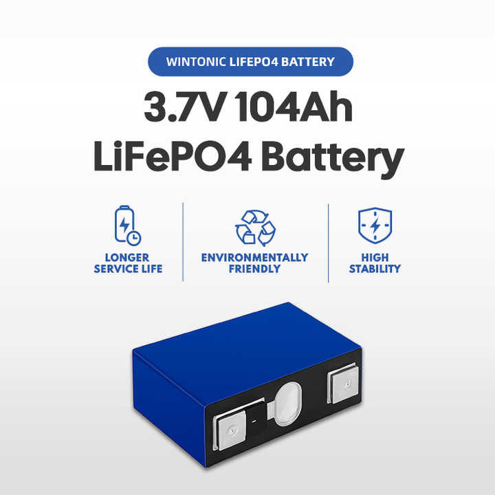 3.7V 104Ah LFP Prismatic Cell LiFePO4 Battery High-Cycle Life for Solar Energy Storage and Electric Power Systems Wintonic